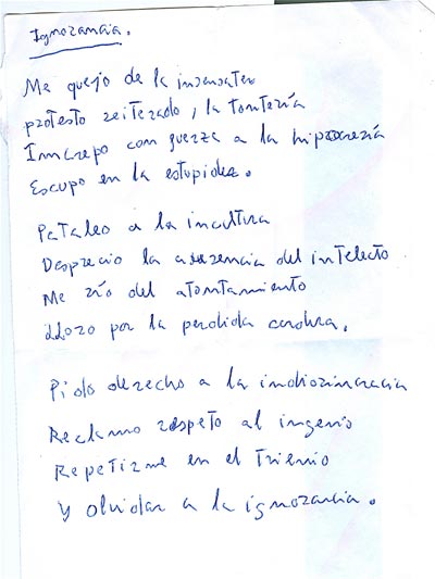 Carta con poesía